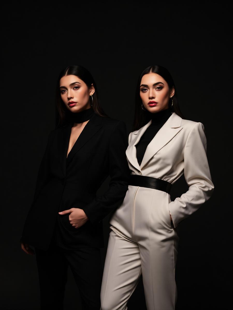 Two models in monochrome premium tailoring